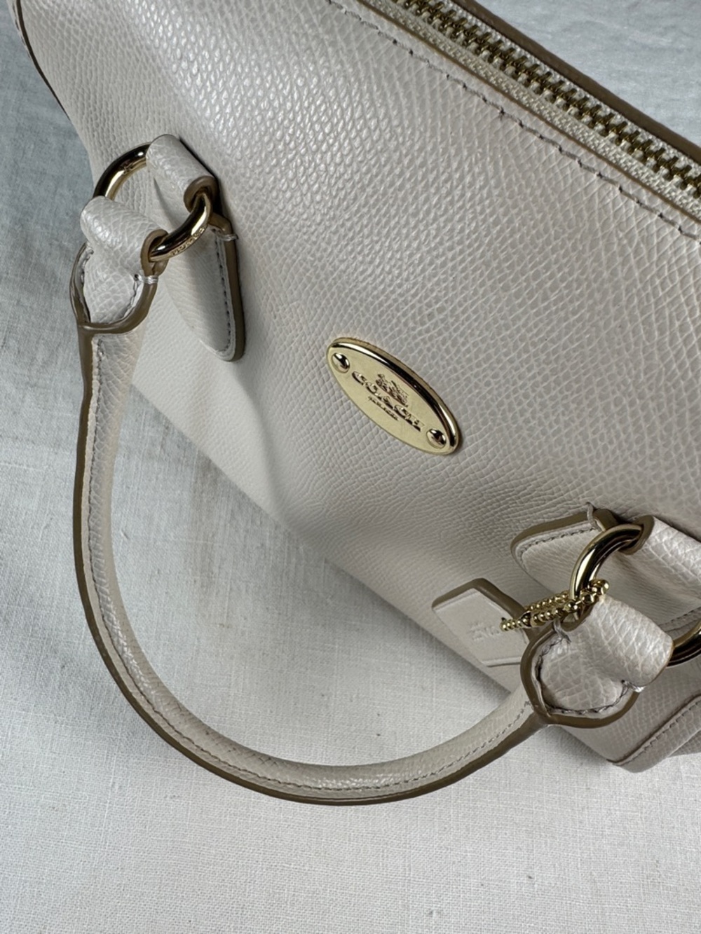 Coach Cream Bennett Mini Leather Satchel with Gold Plaque - Picture 13 of 13